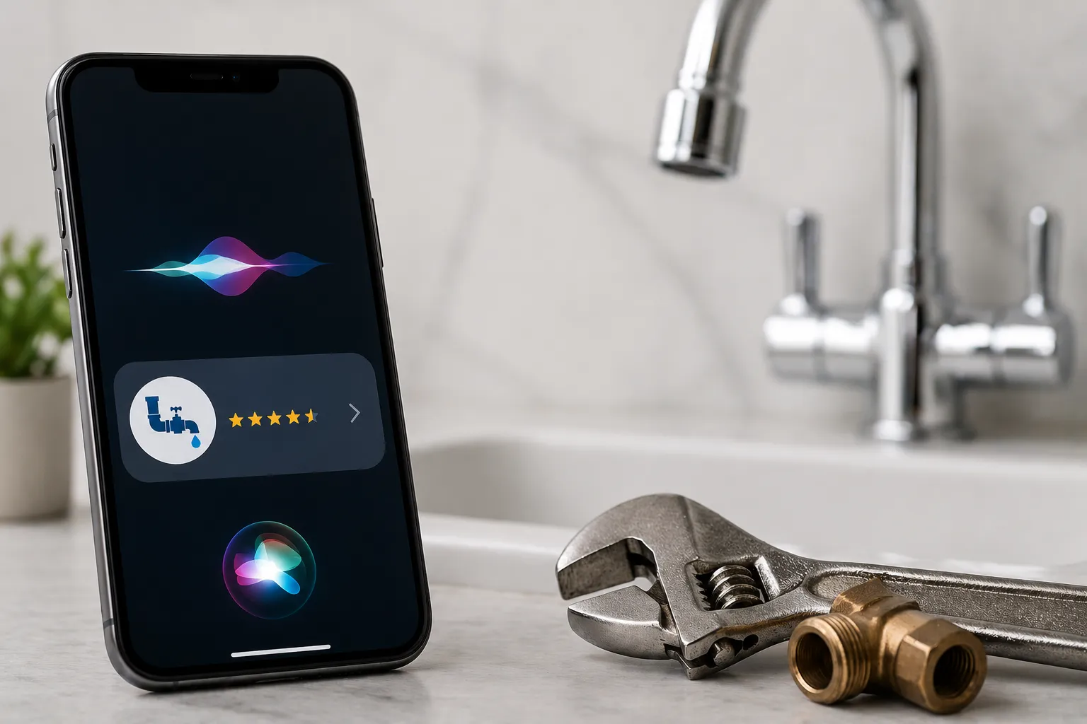 Smartphone showing Siri voice assistant suggesting local businesses and recommendations.