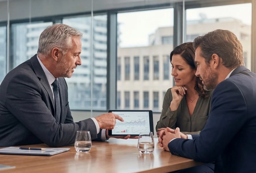 A group of business professionals preparing their business for a sale
